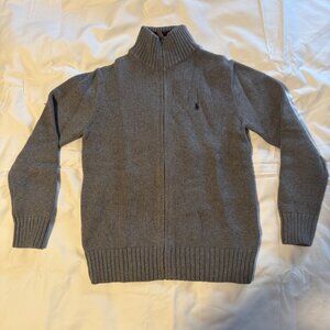 Polo Ralph Lauren Full Zip Heavy Cotton Sweater Grey Large